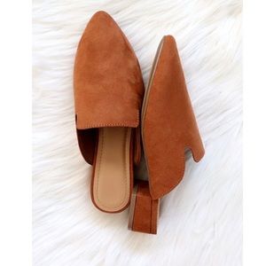 Faux Suede Pointy Toe Closed Toe Mules Slides